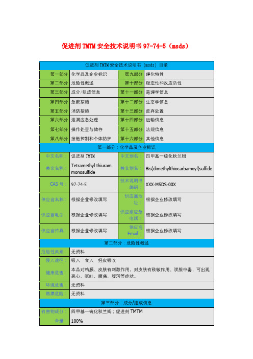 促进剂TMTM安全技术说明书97-74-5(msds)