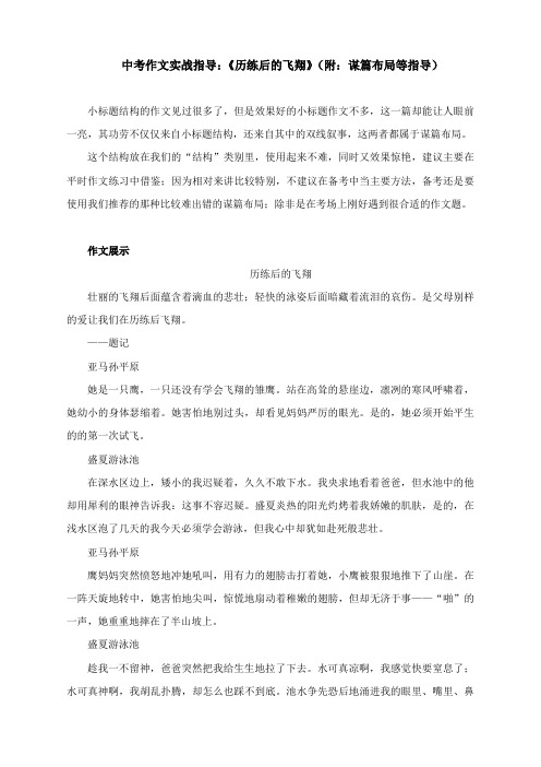 中考作文实战指导：《历练后的飞翔》(附：谋篇布局等指导)