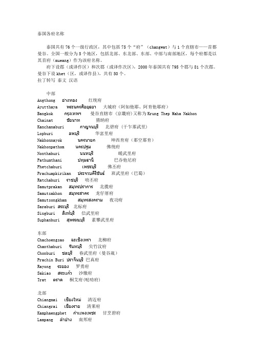 泰国各府名称76
