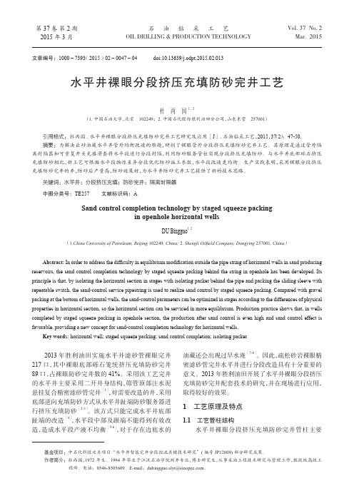 水平井裸眼分段挤压充填防砂完井工艺