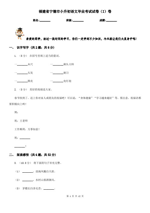 福建省宁德市小升初语文毕业考试试卷(I)卷