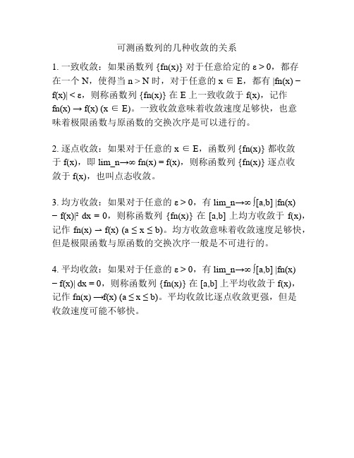 可测函数列的几种收敛的关系