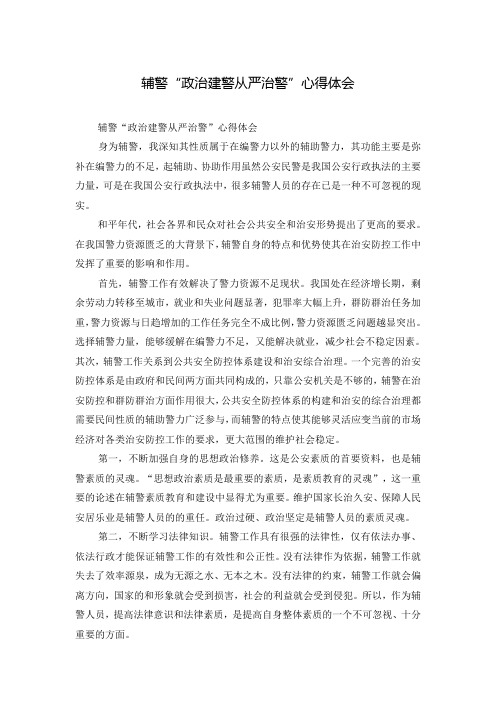 辅警“政治建警从严治警”心得体会