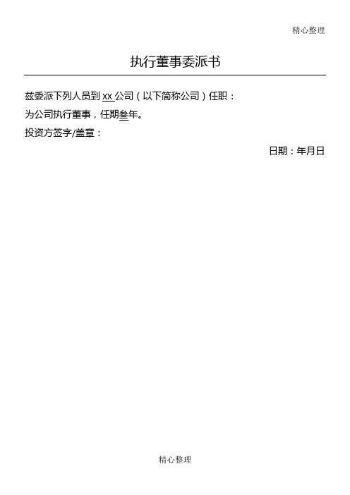 董事总经理监事委派方案模板格式