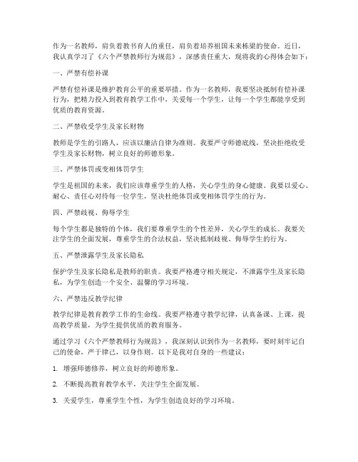 六个严禁教师心得体会