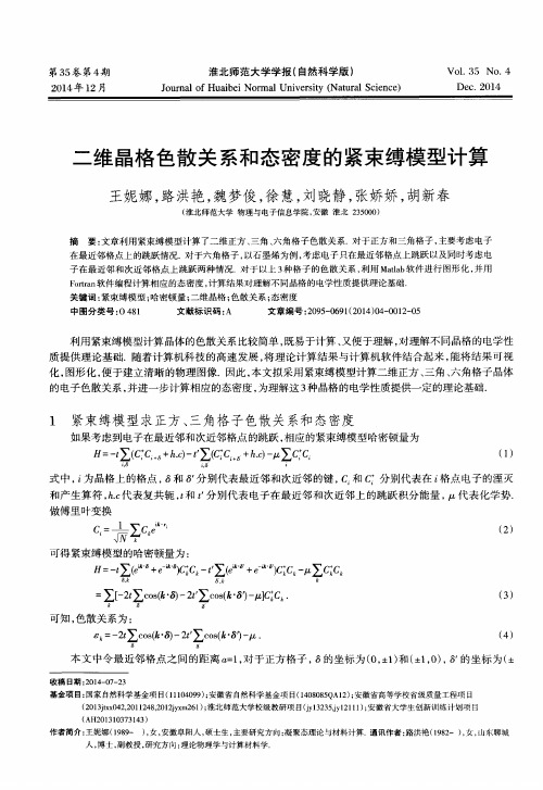 二维晶格色散关系和态密度的紧束缚模型计算
