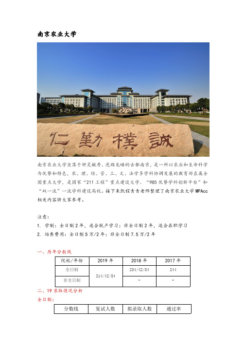 江苏地区会计硕士(MPAcc)院校分析—南京农业大学