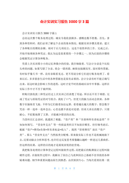 会计实训实习报告3000字3篇