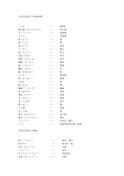 2级 日语分类词汇