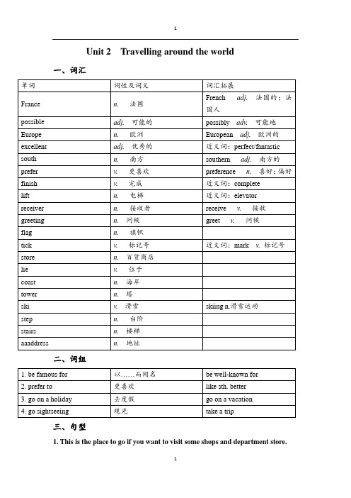 (完整word版)深圳牛津七年级下Unit2知识点归纳练习