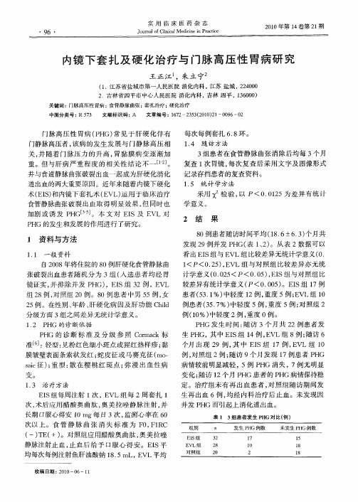 内镜下套扎及硬化治疗与门脉高压性胃病研究