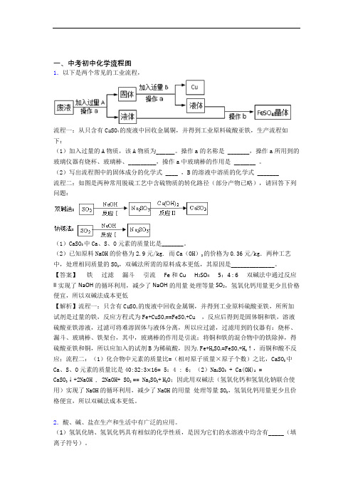 2020-2021备战中考化学压轴题之流程图(备战中考题型整理,突破提升)含答案