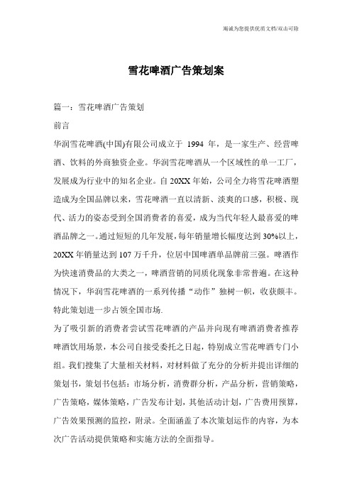 雪花啤酒广告策划案
