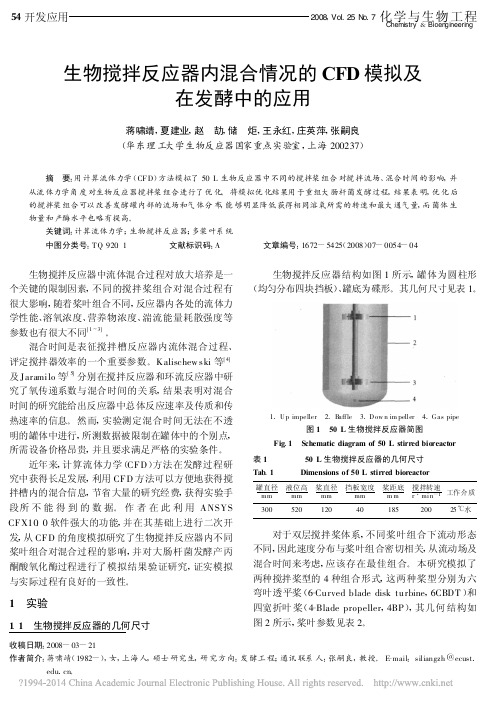 生物搅拌反应器内混合情况的CFD模拟及在发酵中的应用