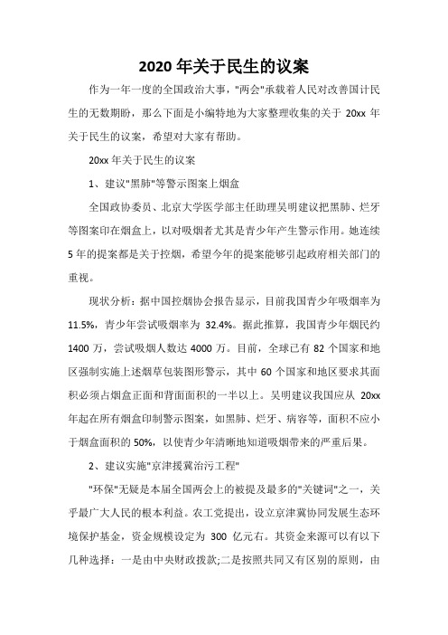  2020年关于民生的议案