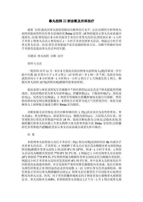 睾丸扭转22例诊断及外科治疗