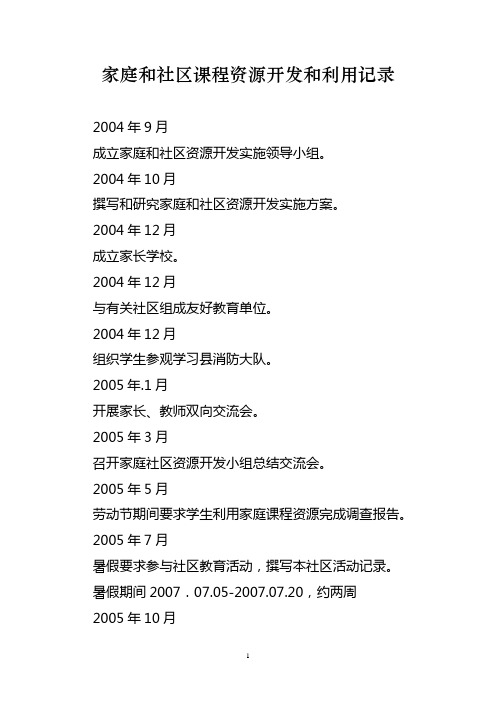 家庭课程资源开发和利用记录