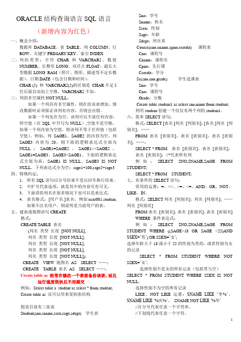 ORACLE数据库sql语言、函数及常用命令