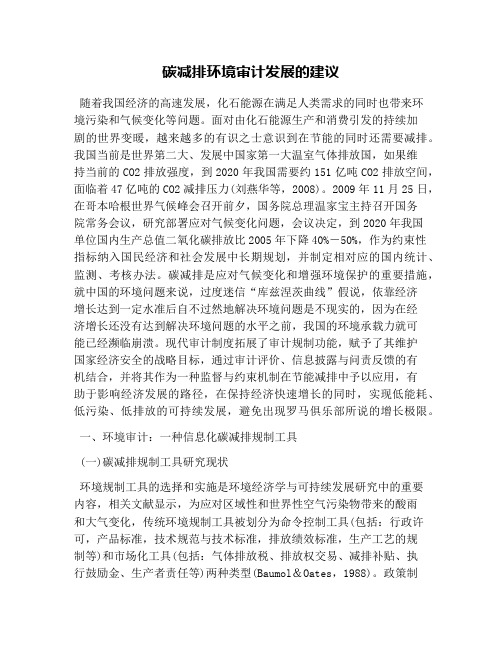 碳减排环境审计发展的建议