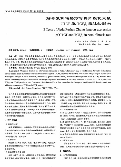 解毒复肾逐瘀方对肾纤维化大鼠CTGF及TGFβ_1表达的影响