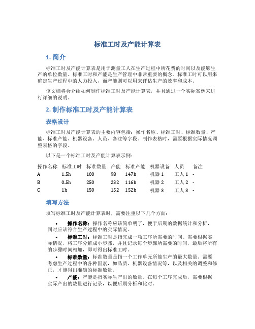 标准工时及产能计算表