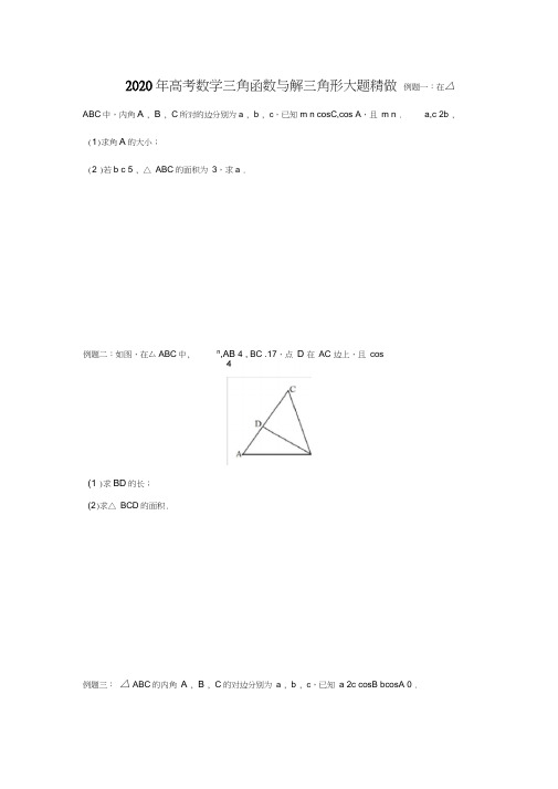 2020年高考数学三角函数与解三角形大题精做