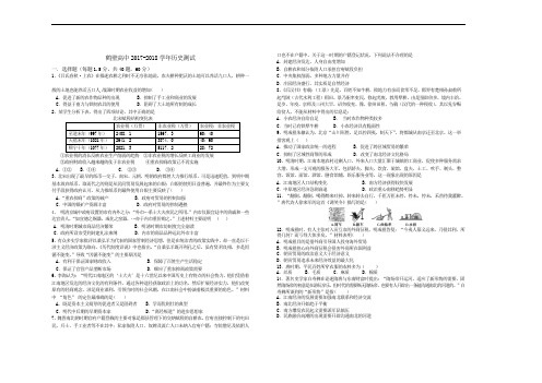 河南省鹤壁市高级中学2017-2018学年高三暑期测试历史试题 Word版含答案