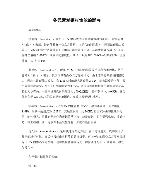 各种化学元素对钢材性能的影响