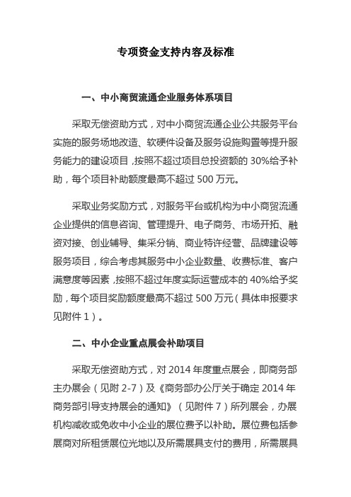 专项资金支持内容及标准