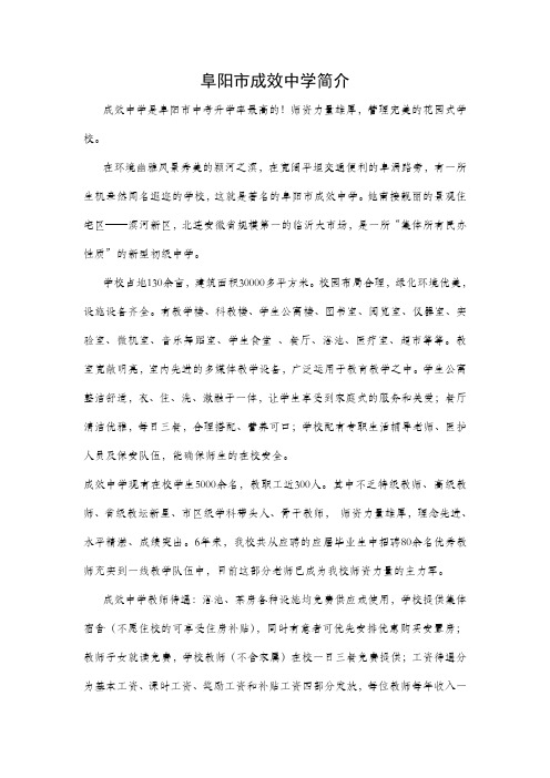 阜阳市成效中学简介