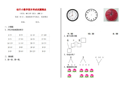 幼升小数学期末考试试题精品