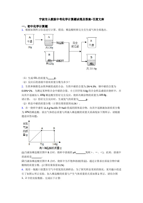 宁波市人教版中考化学计算题试卷及答案-百度文库