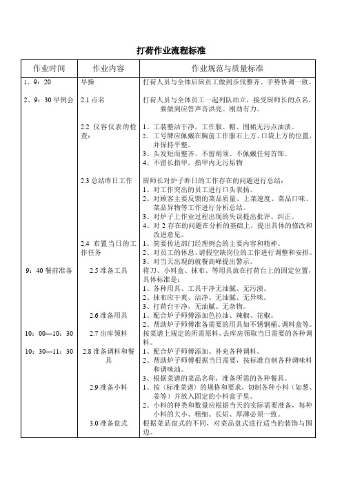 打荷作业流程标准