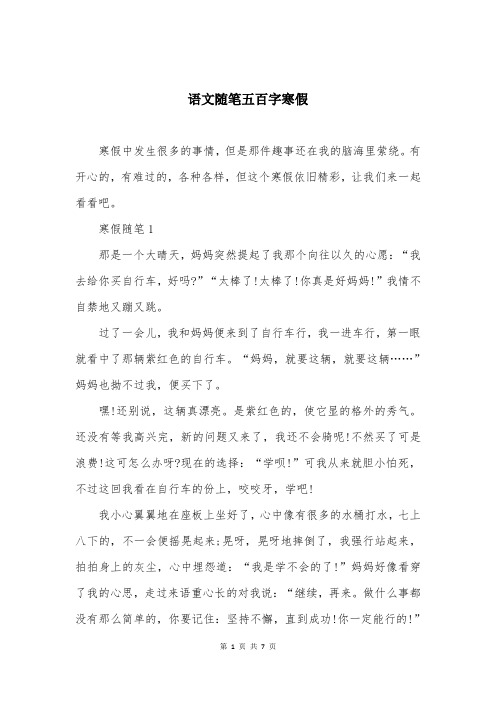 语文随笔五百字寒假