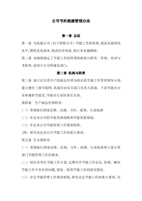 公司节约能源管理办法