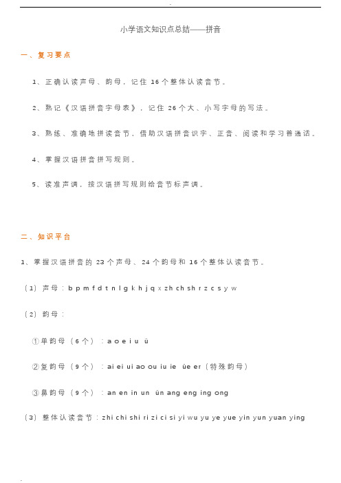 小学语文知识点按板块切分