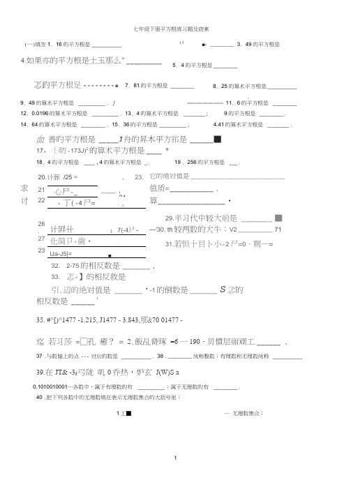 (完整word)七年级下册平方根练习题及答案