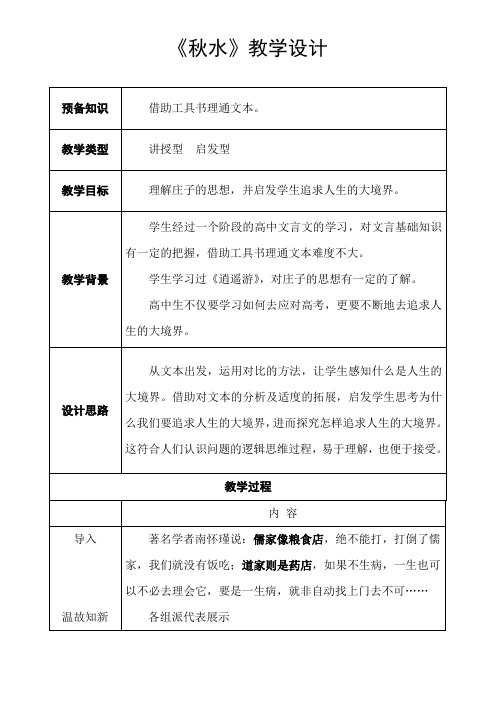 高中语文苏教版精品教案《苏教版高中语文必修3 秋水（节选）》4
