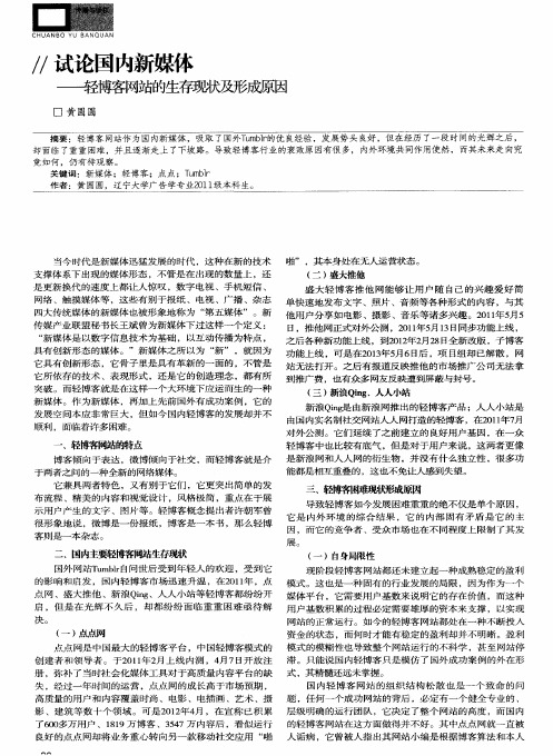 试论国内新媒体——轻博客网站的生存现状及形成原因
