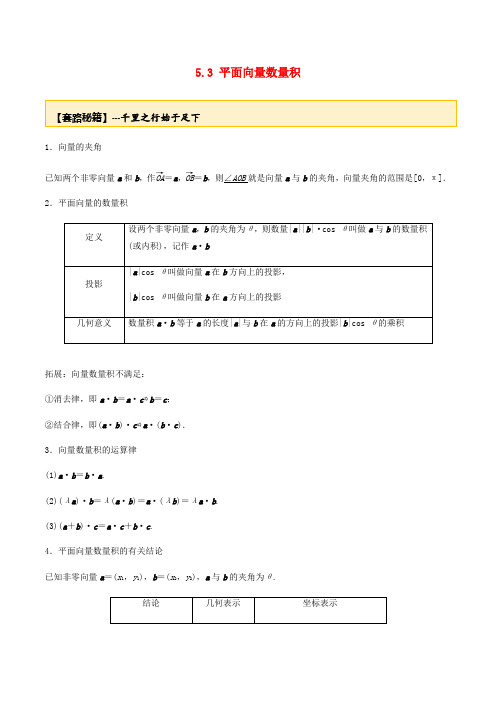 高考数学一轮复习专题5.3平面向量的数量积及运用练习(含解析)