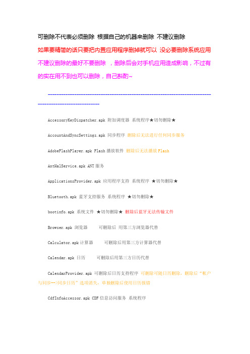 哪些软件可以删除----索爱Xperia play root之后的内置程序精简