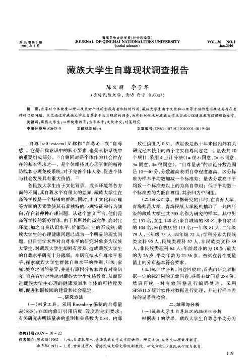 藏族大学生自尊现状调查报告
