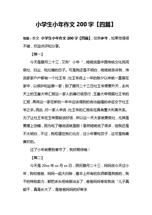 小学生小年作文200字【四篇】