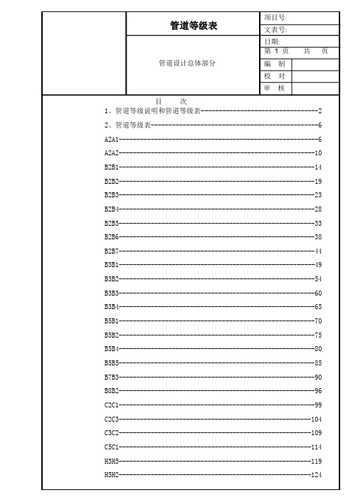 管道等级表