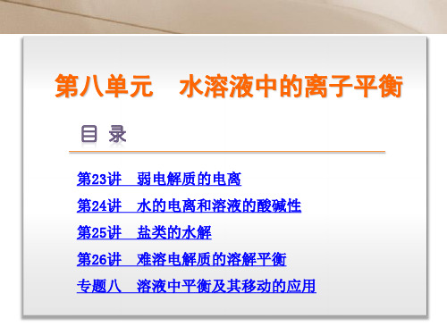 高考化学一轮复习 第8单元 水溶液中的离子平衡课件 新人教版