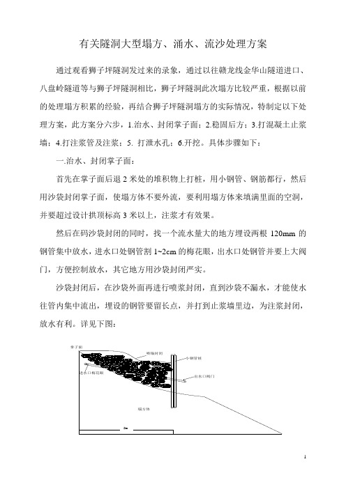 有关隧洞大型塌方、涌水、流沙处理方案
