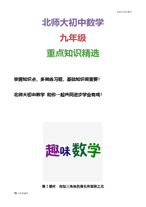 北师大版初中数学九年级上册4.7 第2课时 相似三角形的周长和面积之比2
