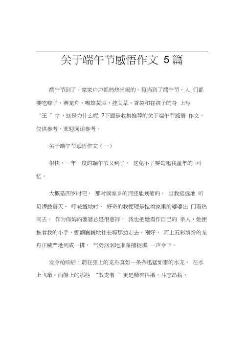 关于端午节感悟作文5篇