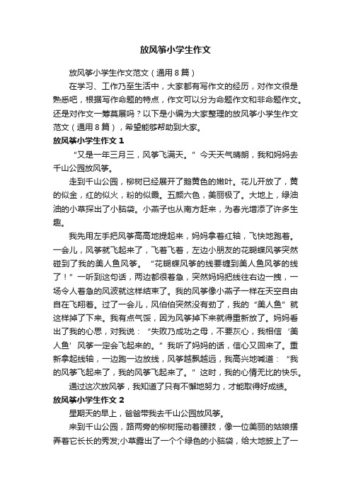 放风筝小学生作文范文（通用8篇）
