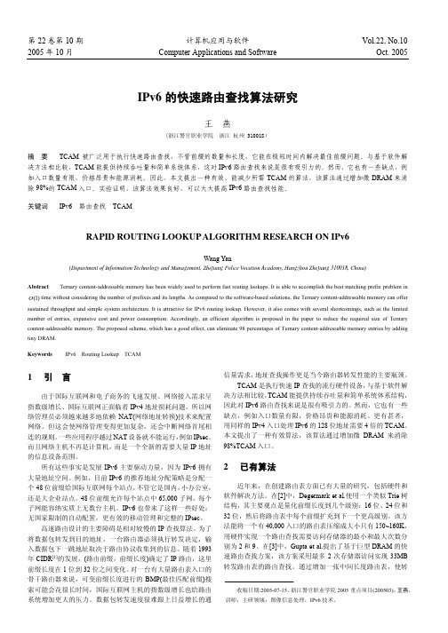 IPv6 的快速路由查找算法研究